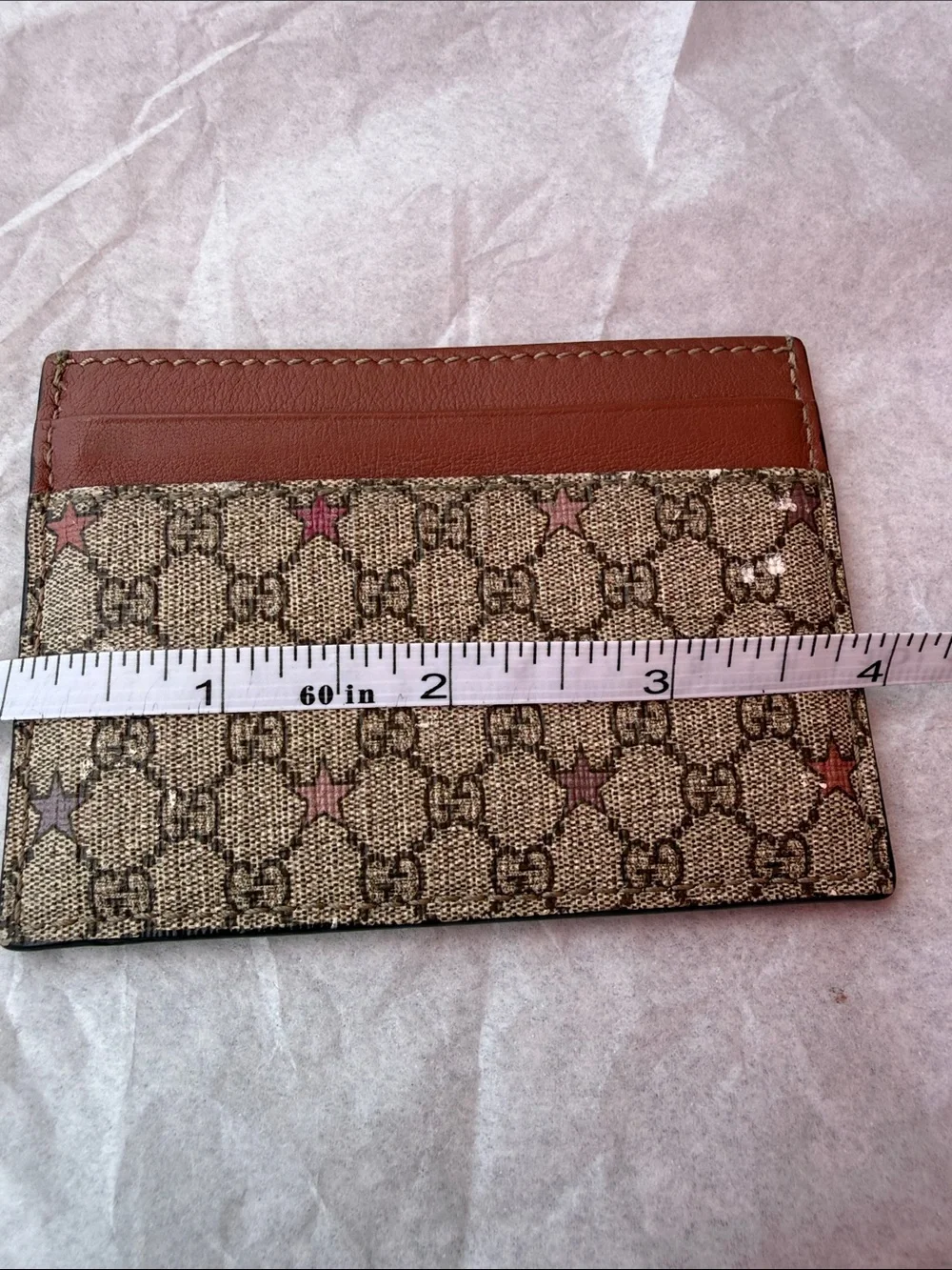 Authentic Gucci GG Supreme Star Print Card Case
